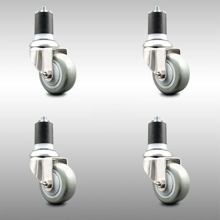 Service Caster 3 Inch 316SS Gray Polyurethane Swivel 1-7/8 Inch Expanding Stem Caster Set SCC SCC-SS316EX20S314-PPUB-178-4